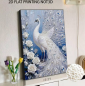 Preview: Diamond Painting Perlen Pfau mit weissen Rosen